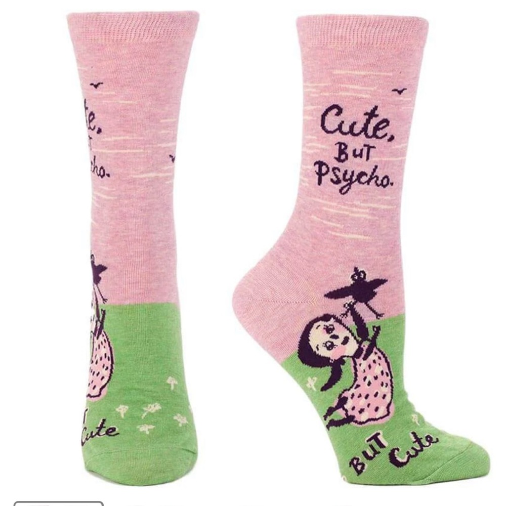 NWT Blue Q Socks “Cute But Psycho” Women’s Socks, Shoe Size 5-10